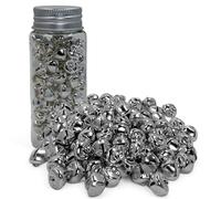 MIJOMA Mini campanelle 8 mm per gioielli fai da te e decorazioni, 100 pezzi - 40 g (argento)