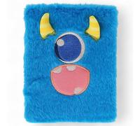 MIJOMA Monster - Set di quaderni con copertina in peluche, 80 pagine a righe, 22 x 15 cm, per bambini, scuola, viaggi, festival (blu mostro)