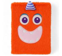 MIJOMA Monster - Set di quaderni con copertina in peluche, 80 pagine a righe, 22 x 15 cm, per bambini, scuola, viaggi, festival (arancione mostro)
