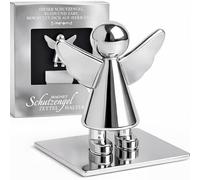 MIJOMA Porta foglietti magnetici con angelo custode: il tuo compagno per auto, ideale per appunti, biglietti di parcheggio, 3 cm (argento lucido)
