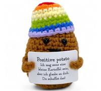 MIJOMA Portafortuna Positive Friends - Personaggi all'uncinetto fatti a mano con messaggi motivanti, ideale come pensierino compagno di viaggio (patate di ride - puoi farlo!)