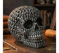 MIJOMA Salvadanaio a forma di teschio - Salvadanaio dipinto a mano in poliresina con lucchetto di sicurezza - Elegante conservazione per risparmi (con mille volti)