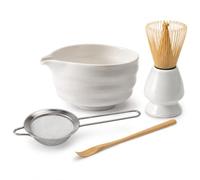 MIJOMA Set da 5 pezzi per matcha con ciotola in porcellana, frusta in bambù e colino