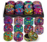 MIJOMA Set di 12 contenitori per gioielli orientali, in alluminio colorato con glitter e paillettes, diametro 4,5 cm x altezza 3,5 cm, confezione regalo perfetta