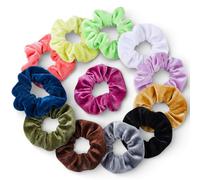 MIJOMA Set di 12 elastici per capelli in velluto - Scrunchies morbidi per donne e ragazze - fasce per capelli in velluto colorato per tutti i tipi di capelli - supporto per trecce in colori alla moda