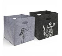 MIJOMA Set di 2 contenitori in feltro, 32 x 32 x 32 cm, stabili scatole pieghevoli con manico, moderna scatola in feltro in grigio chiaro e grigio scuro, pratica scatola per la casa (magia naturale)