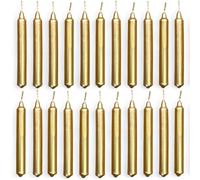 MIJOMA Set di 22 candele per albero di Natale, candele a piramide, in cera, lunga durata, per albero di Natale, piramide, feste di compleanno, torte, Ø 11 x 105 mm (oro)