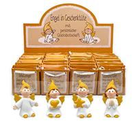 MIJOMA Set di 24 angeli custodi in bustina assortiti in 2 varianti, in display da 24 pezzi, regalo per ospiti portafortuna per matrimonio, battesimo, nascita, Natale (giallo oro/bianco)