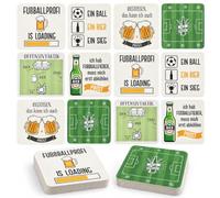 MIJOMA Set di 24 sottobicchieri da birra con memo gioco di calcio | Sei motivi quadrupli ciascuno, due pacchetti uguali, 9,3 × 9,3 cm, 3 mm di spessore, per giornate di gioco sociali con i fan