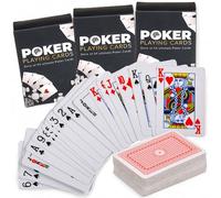 MIJOMA Set di 3 mini carte da poker - 54 carte per mazzo circa 6 x 4 cm - Carte da gioco da viaggio, viaggi, feste, serate di gioco - Classico design poker