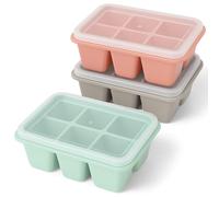 MIJOMA Set di 3 stampi per cubetti di ghiaccio con coperchio, senza BPA, flessibili e impilabili, in TPE in colori pastello, 11,5 x 7,5 x 3 cm, a prova di perdite e riutilizzabili