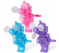 MIJOMA Set di 3 ventole a mano unicorno, mini ventilatore per bambini con azionamento a manovella, 91 x 59 x 116 mm, gadget estivo colorato per viaggiare