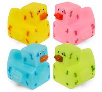 MIJOMA Set di 4 anatra da bagno in stile retrò, 6 x 5,5 cm, look iconico a 8 bit, giocattolo squittio per bagno, bambini, giocatori e collezionisti (Pixelente)