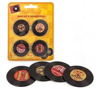 MIJOMA Set di 4 magneti retro design, dischi vinile, 4,2 cm, plastica alta qualità, decorazione vintage casa