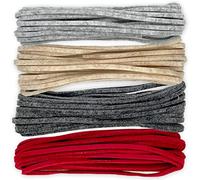 MIJOMA Set di 4 nastri in feltro, per fai da te e decorazioni, ideali per Natale, matrimoni e occasioni festive, 4 x 500 cm, 5 mm di larghezza, colori: beige, grigio chiaro, grigio, rosso