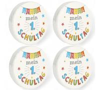 MIJOMA Set di 4 panni magici per la magia, asciugamano magico, per bambini, pensierino Tombola, 100% cotone, si dispiega in acqua calda (1° giorno di scuola)