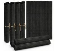 MIJOMA Set di 4 tovagliette in bambù, 30 x 45 cm, robuste, facili da pulire e arrotolabili (nero)