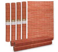 MIJOMA Set di 4 tovagliette in bambù | 30x45cm | Tovagliette da tavolo | Robuste, facili da pulire e arrotolabili (Rosso-Marrone)