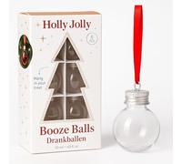 MIJOMA Set di 6 palline per bere da riempire, da 50 ml, in plastica, con tappo a vite e nastro rosso, per albero di Natale e fai da te