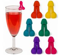 MIJOMA Set di 6 pennarelli in silicone - pennarelli colorati per bicchieri per feste ed eventi - Marcature in vetro riutilizzabili per cocktail, vino e bevande - Perfetto per ogni celebrazione, ca. 3