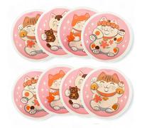 MIJOMA Set di 8 scaldamani da piegare, riutilizzabili, per bambini e adulti, con motivi alla moda, per le giornate fredde in viaggio (gatti fortunati, 9,5 x 9,5 cm)