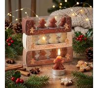 MIJOMA Set di candele a forma di pan di zenzero, 12 pezzi, in set regalo da 3 pezzi, candele decorative a forma di uomo di pan di zenzero, decorazione natalizia, avvento, decorazione da tavolo, idea