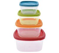 MIJOMA Set di contenitori salvafreschezza per alimenti, con coperchio, senza BPA, adatti per uso alimentare, adatti per forno a microonde e congelatore (4 lattine quadrate)