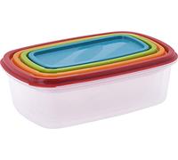 MIJOMA Set di contenitori salvafreschezza per alimenti, con coperchio, senza BPA, per alimenti, adatti per forno a microonde e congelatore (4 barattoli rettangolari)