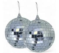 MIJOMA Set di sfere a specchio da appendere: sfera da discoteca, palline per albero e decorazione per la casa, decorazione natalizia e decorazione per feste per un'atmosfera elegante (10 cm - 2 pezzi