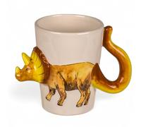 MIJOMA Set di tazze da dinosauro - 3D in dolomite, circa 300 ml, tazze per bambini con motivi dino, dipinte a mano, tazza in ceramica per ragazzi e ragazze (Teratops)