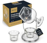 MIJOMA Set regalo brandy caldo - Riscaldatore per cognac con oscillatore in vetro da 400 ml, supporto in acciaio inossidabile e porta candela in vetro, aromatico per gli amanti