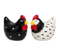 MIJOMA Set saliera e pepe - Elegante design in porcellana, per alimenti, facile da riempire, diversi disegni divertenti e carini a scelta (polli, 2 pezzi)