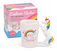 MIJOMA Tazza con unicorno "Never Stop Dreaming" con manico 3D, 300 ml | Tazza in gres per caffè, tè e cacao