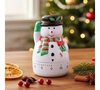 MIJOMA Timer meccanico da cucina Natale 60 minuti, piccolo orologio da cucina per cuocere, cucinare, imparare, design nostalgico senza batterie, decorazioni natalizie e pensierini (pupazzo di neve)