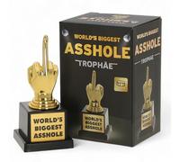 MIJOMA Trofeo World's Biggest Asshole, trofeo d'oro, circa 12 cm, divertente trofeo divertente come articolo per feste e gag, pensierino per l'EX