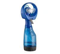 MIJOMA Ventilatore manuale con nebulizzatore - Serbatoio da 300 ml - Compatto circa 25 cm - Funzionamento tramite 2 batterie AA - Rinfresco per uso quotidiano e viaggio (blu)