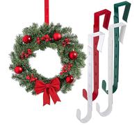 MIJOMAGancio per ghirlanda, in plastica resistente alle intemperie e regolabile, 32-52 cm, ganci per porta e finestra (set da 4 pezzi, rosso-verde-bianco-trasparente)