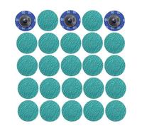 MiJunHD 25 dischi abrasivi in zirconia, grana 60, 50 mm, con chiusura a rotolo, a cambio rapido, per finitura superficiale, lucidatura e rimozione della vernice