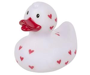 MIK funshopping Anatra da bagno Anatra che squittisce Giocattolo per vasca da bagno (Anatra Love bianco/rossa)