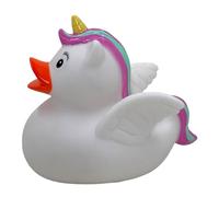 MIK funshopping Anatra da bagno giocattolo per vasca da bagno (anatra unicorno, bianco/multicolore)
