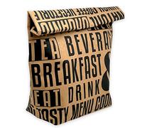 MIK funshopping Borsa per il pranzo, marrone, isolata dal freddo o al caldo, borsa frigo con chiusura in, borsa termica (Tasty Menu Black)