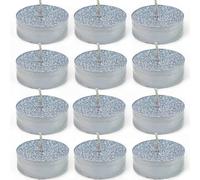 MIK funshopping Set di 12 candele chauffe-plat magiche con glitter, atmosfera magica per Natale, occasioni festive, inodore, senza fuliggine, durata di combustione prolungata, Ø 5,5 x 2 cm, argentate
