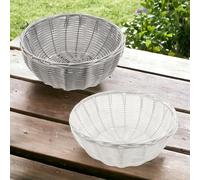 MIK funshopping Set di 2 cestini per il pane, perfetti per ogni casa, rotondo, Ø 21 cm, fibra di plastica, bianco e grigio, ideale per servire e conservare il pane, facile da pulire