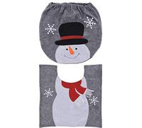 MIK Funshopping - Set di 2 coprisedili per WC, motivo natalizio, divertente decorazione natalizia per WC, coprisedile e tappeto (pupazzo di neve)