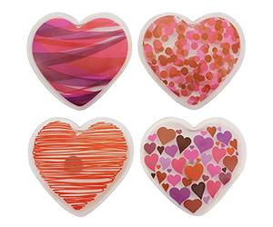 MIK funshopping - Set di 4 scaldamani riutilizzabili e scaldamani per le giornate fredde e in viaggio, con bellissimi motivi (set di 4, design cuori)