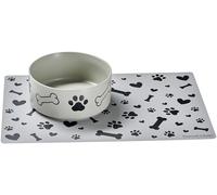 Mika Dog - Ciotola per cani con base per ciotola, grigio, 1,4 litri