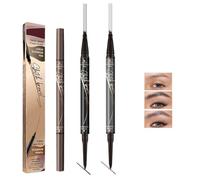 Mikabila Matita per Sopracciglia Impermeabile 2 in 1,con Micro Applicatore a 4 punte,Crea Sopracciglia dall'Aspetto Naturale & Eye Liner in Modo Liscio,Matita Liquida per Tatuaggio(Black+Grey)