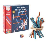 Mikado, gioco impilabile con bastoncini di legno da 16 cm, rompicapo, giocattolo per allenare la coordinazione occhio-mano, ideale per riunioni di famiglia, feste, viaggi e classe.