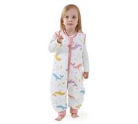 MIKAFEN Bambini Sacco nanna invernale con gambe 2,5 Tog,100% cotone,Sacco nanna con piedini,95-105 cm/3-4 anni,Balena arcobaleno