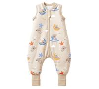 MIKAFEN Sacco Nanna con Gambe per Bambini 2,5 Tog,con Piedini,6-18 Mesi | 100% Cotone, Invernale, Cerniera Bidirezionale Sicura, Senza Maniche,Lavabile In Lavatrice, Beige